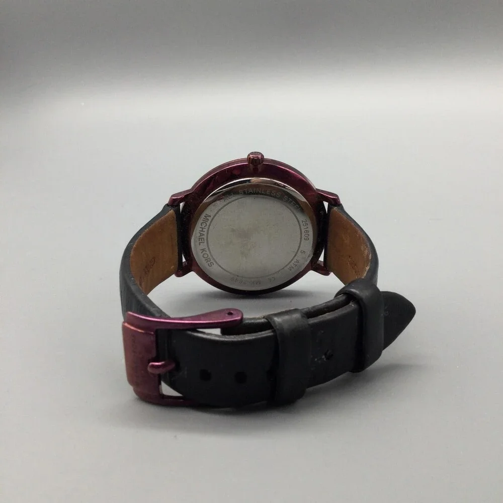Michael Kors Jaryn Womens Watch 38mm Black Dial Purple Case Leather MK-2646 - Picture 7 of 15